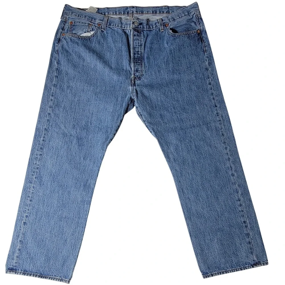 Levis 501 Original Fit Mens Jeans 44x30 Medium Wash Blue Straight Leg Denim